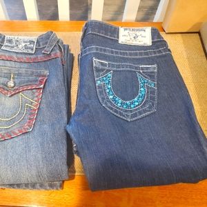 True Religion Stella Jeans W/ Blue Sequin Back Pockets